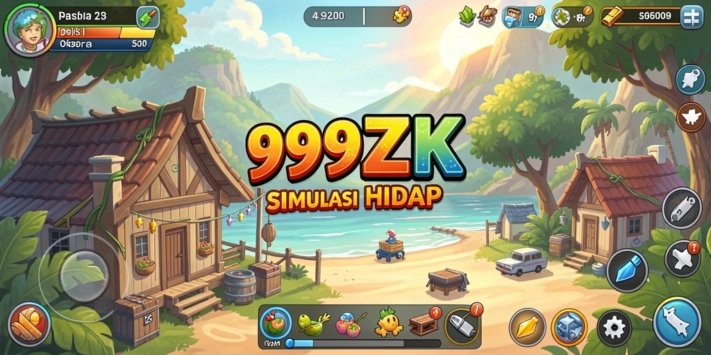 Screenshot menunjukkan karakter menjalani kehidupan sehari-hari dalam game simulasi.