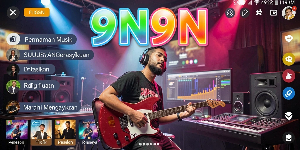Gameplay menarik di 9N9N dengan berbagai lagu.