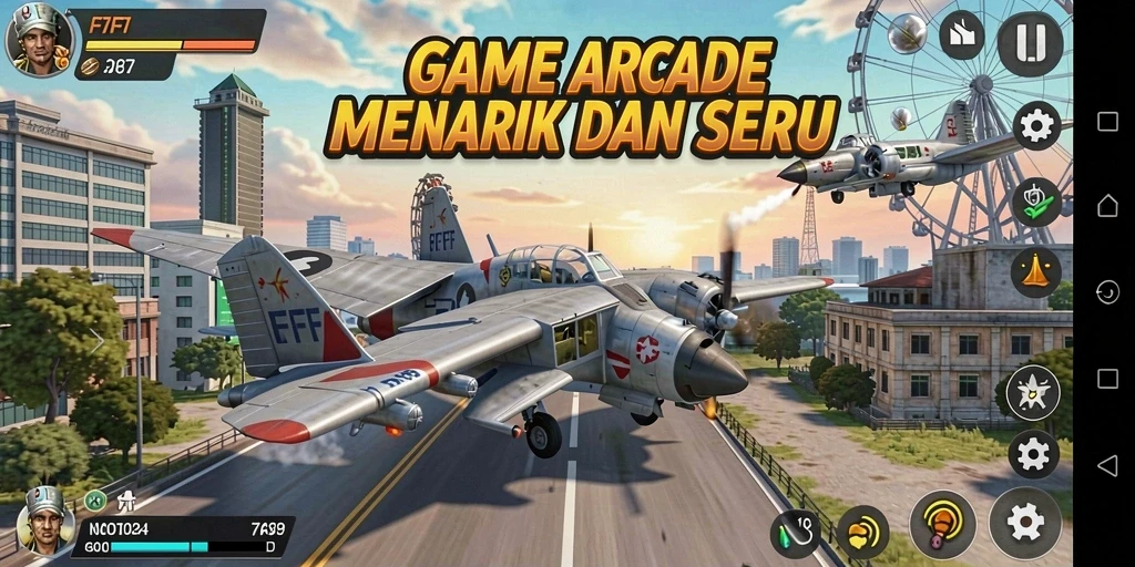 Tampilan gameplay seru dalam F7F7 yang penuh aksi.