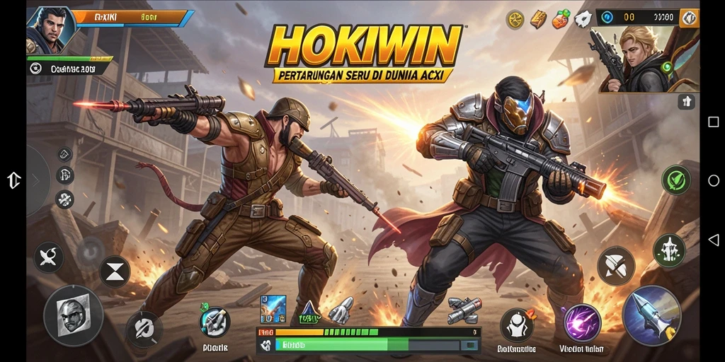 Gameplay HOKIWIN yang penuh aksi dengan pertarungan seru.