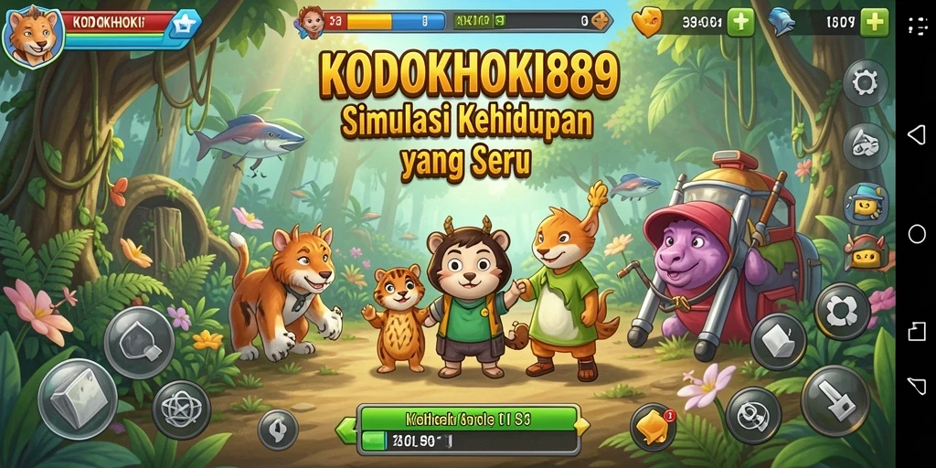 Screenshot gameplay <strong>KODOKHOKI889</strong> menampilkan aktivitas seru dalam simulasi kehidupan.