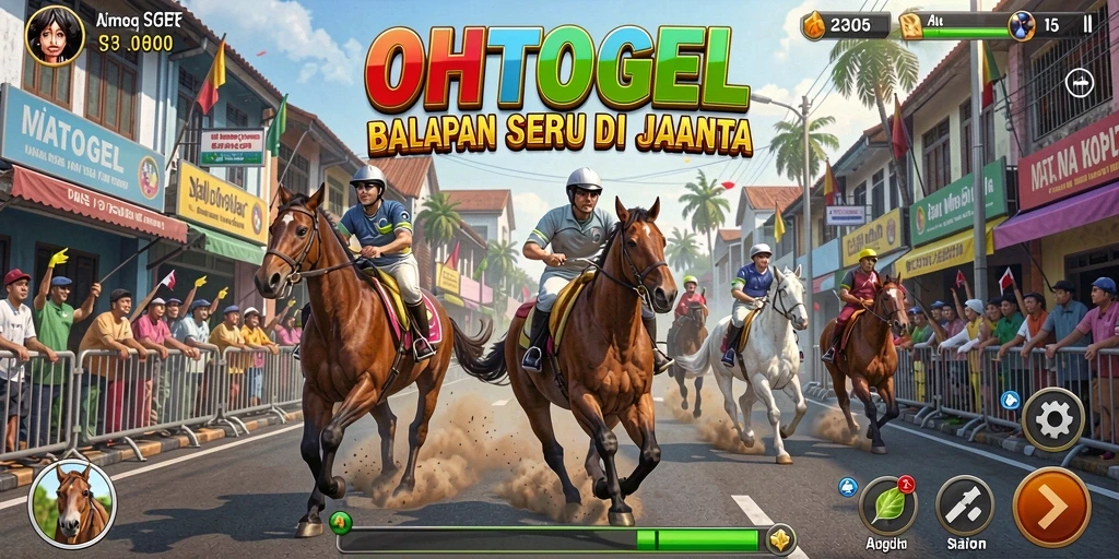 Screenshot OHTOGEL memperlihatkan aksi balapan mendebarkan di trek kota.