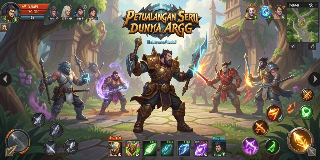 Menggambarkan aksi seru dalam petualangan ARPG OJA89.