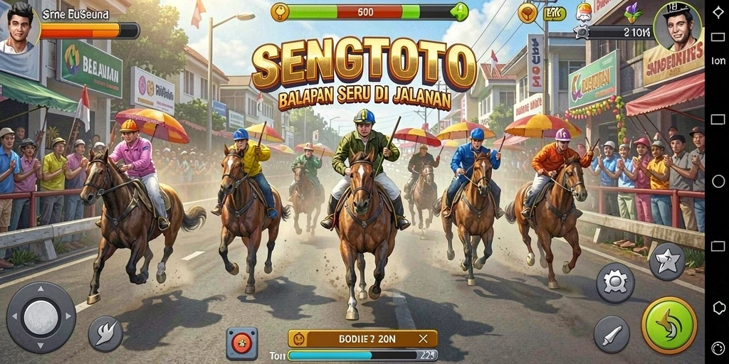 Gameplay SENGTOTO menampilkan balapan mendebarkan di jalanan.